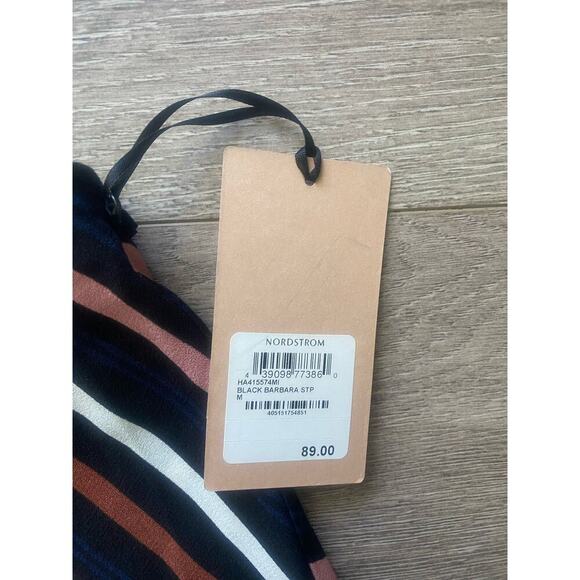 NWT Halogen Black Barbara Striped Midi Skirt Size Medium - Picture 2 of 5